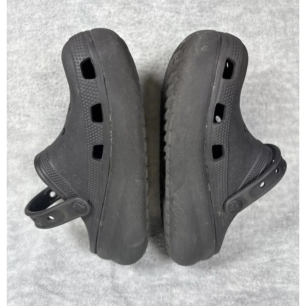 Crocs Mega Crush Clogs Juniors 2 Platform Black Wedge Kids Youth‎ Slip On Iconic